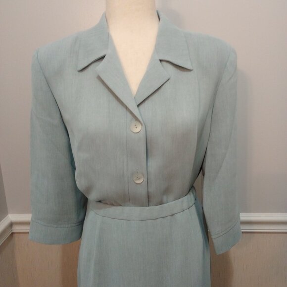 Henry Lee Lightweight Midi Skirt Blouse Set sz 14 Petite Pale Blue - Picture 2 of 10